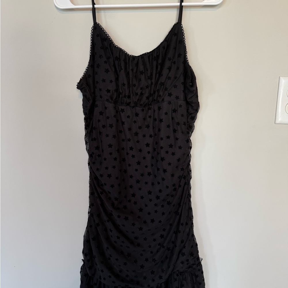 Elegant Black Star-Patterned Dress